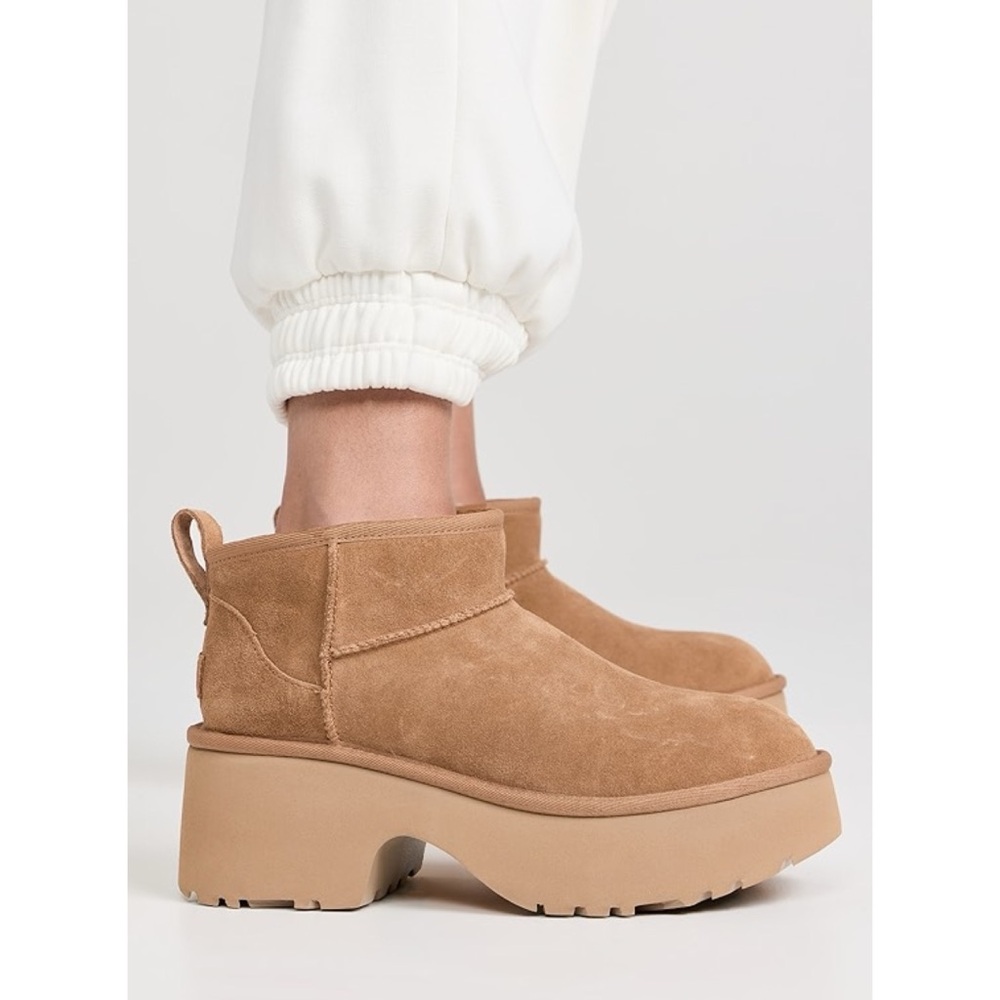 New UGG Women's Classic Ultra Mini New Heights Chestnut Sz 8